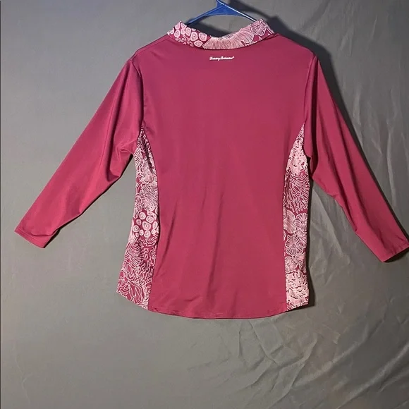Tommy Bahama Burgundy Floral Button Down Shirt pre loved. - Picture 3 of 3